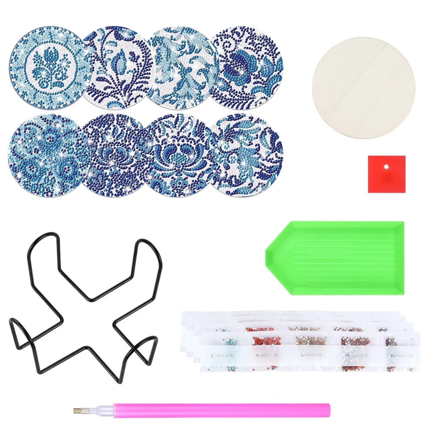 8pcs DIY Diamond Painting Coaster Kit