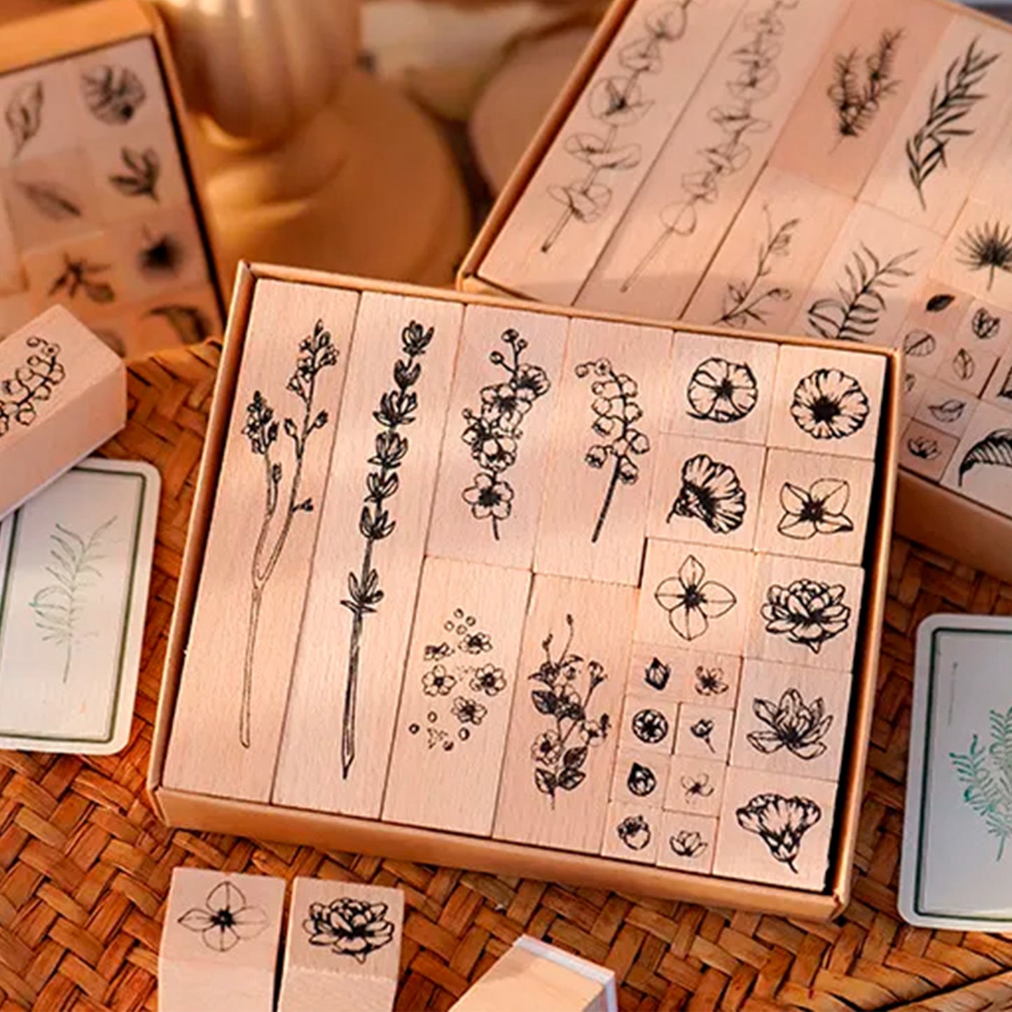 22pcs Decorative Wooden Rubber Stamp Set