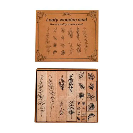 22pcs Decorative Wooden Rubber Stamp Set