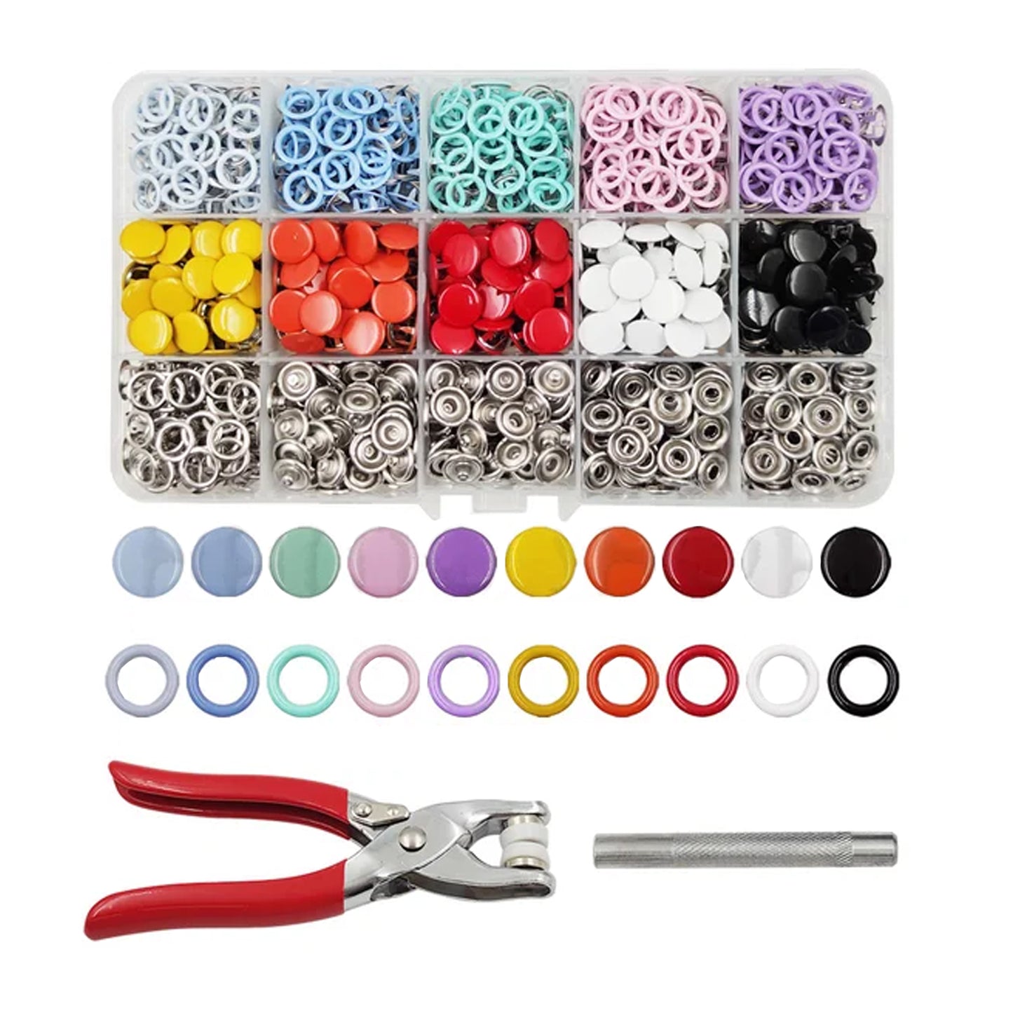 100 Sets 9.5mm Snap Fasteners Button Studs with Pliers